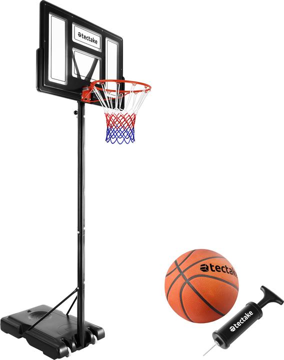 Produktbild tectake Basketballkorb Dirk, Korbhöhe 234 - 302 cm, mit Ball & Pumpe