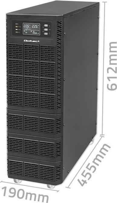 Actual product image Qoltec ZASILACZ AWARYJNY UPS 10KVA | 10000W | POWER FACTOR 1.0 | LCD | EPO | USB | ON-LINE (10 VA, 10000 W, Online double converter UPS)