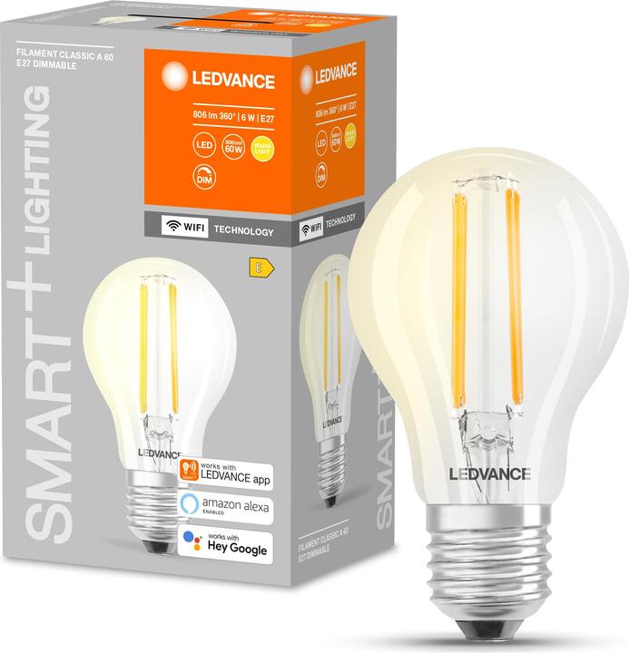 Produktbild Ledvance Smart+ Wifi Filament Classic (E27, 5.50 W, 806 lm, 1 x, E)
