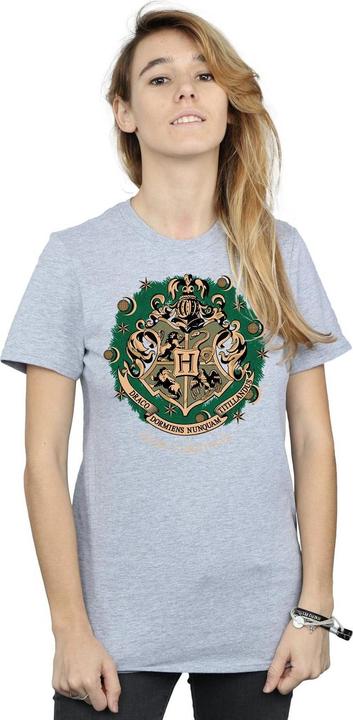Actual product image Womens/Ladies Christmas Wreath Cotton Boyfriend T-Shirt (M)