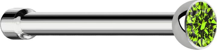 Image du produit Star Piercing Clou de nez droit argenté avec cristal vert clair (Titane G23, sans laiton)