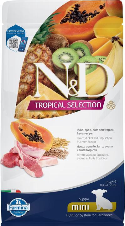Actual product image Farmina Dry food N&D Tropical Puppy Mini Lamb, 1.5 kg (Junior, Puppy + kitten, 1 pcs., 1500 g)
