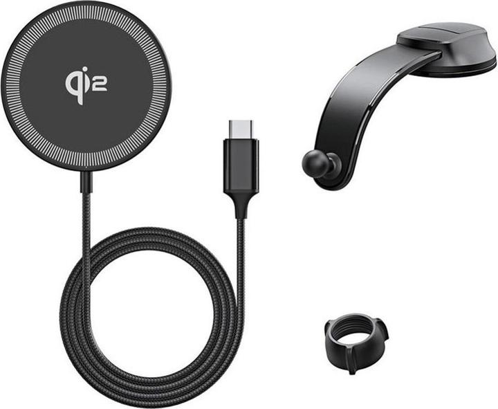Immagine prodotto Duzzona Caricabatterie da auto V4 Qi2 15W MagSafe Wireless - Nero (15 W)