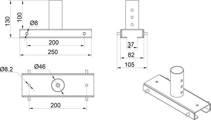Image du produit Multibrackets Adaptateur de plafond pour série Pro/Samsung série OM (Platines de montage / d'adaption)