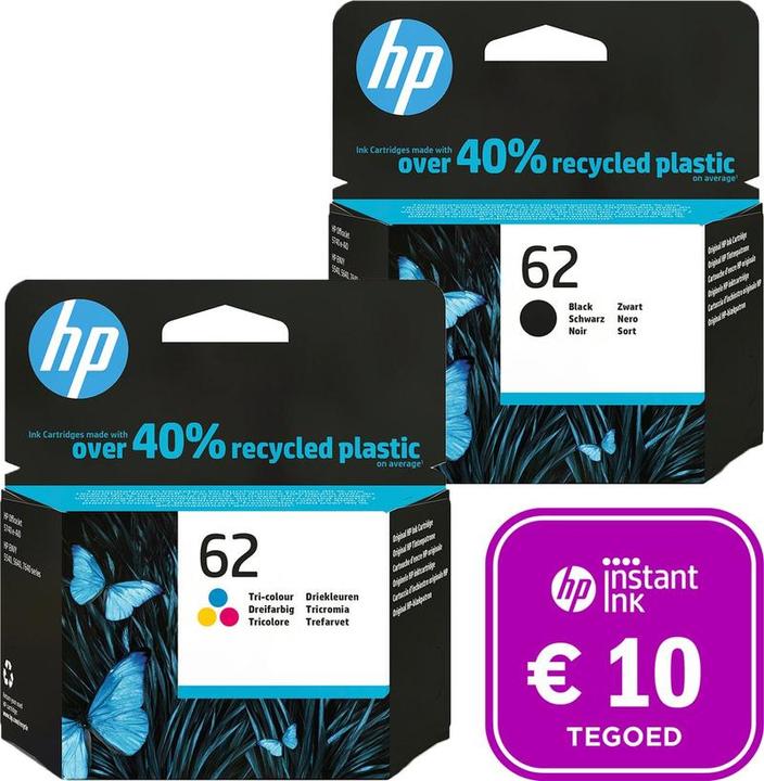 HP 62 - Inktcartridge kleur & zwart + Instant Ink tegoed