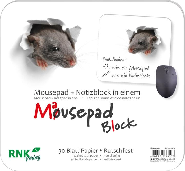 Produktbild Rnk 46654 - Mousepad Block „Mausi“, 240 x 220 mm, 30 Blatt, 1 Stück