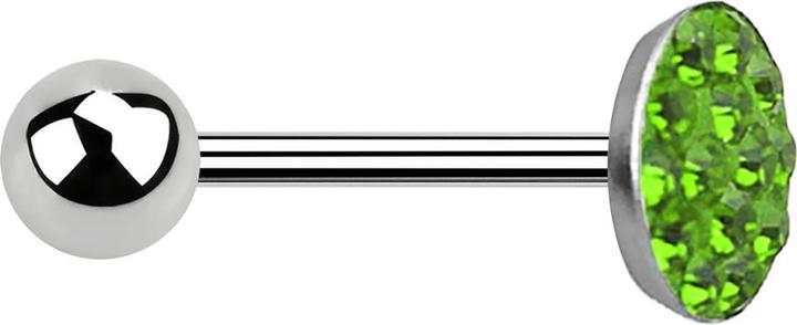 Produktbild Star Piercing Barbell silber mit Kugel und Scheibe Kristall grün (Chirurgenstahl 316L)