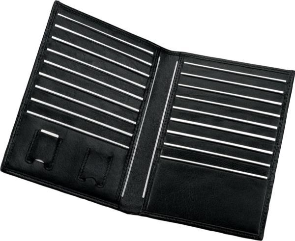 Produktbild Visitenkarten-/Kreditkarten-Etui, Leder, schwarz mit 18 Visiten-/Kreditkartenfächern, zwei E