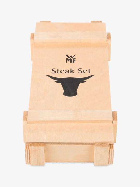 Produktbild WMF Steakbesteck Set Steakmesser 6 Personen Ranch 12tlg Spezialklingenstahl Eichenholz (12 Stück, Besteck Set)