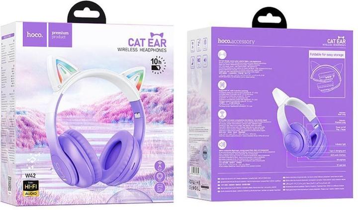 Actual product image Hoco Wireless headphones wireless bluetooth headphones W42 Cat Ear purple grape