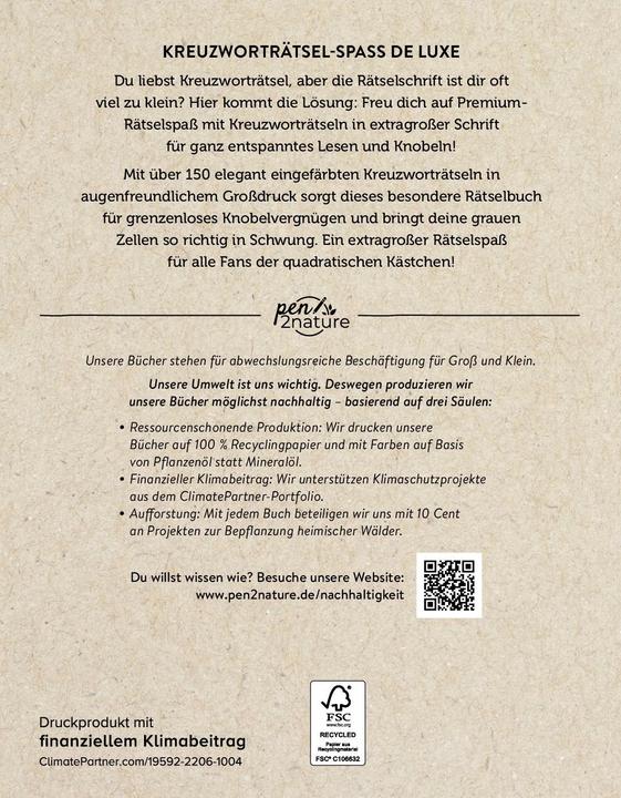 Produktbild Grossdruck Kreuzworträtsel (Deutsch, pen2nature, 2024)