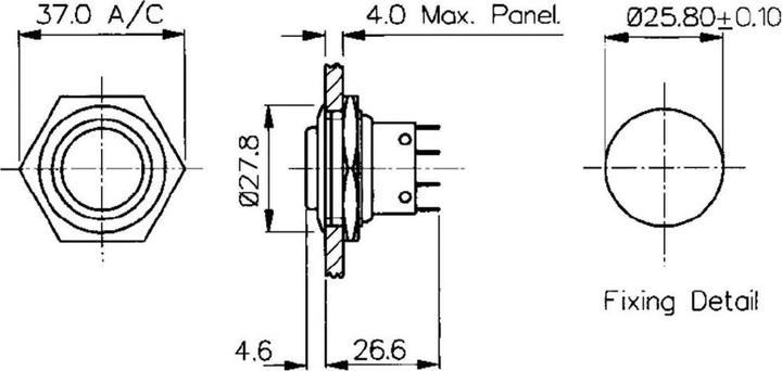 Actual product image Bulgin Switch,PB,vandal res,28mm,prominent,SPCO