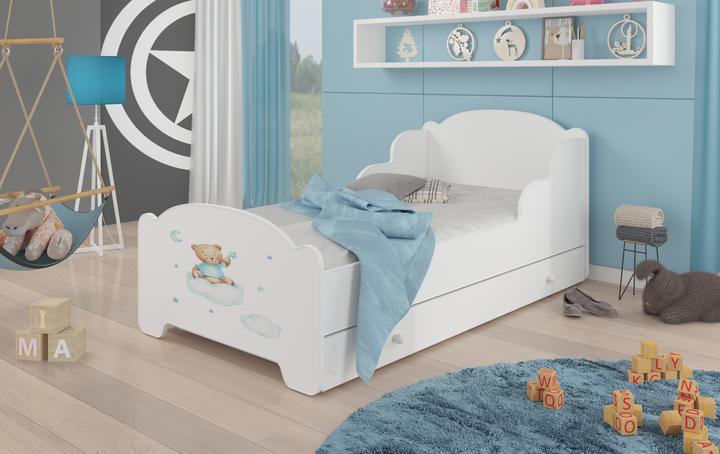 Produktbild ADRK Furniture Bett mit Matratze und Schublade AMADIS TEDDY BEAR AND CLOUD 140x70 (140 x 70 cm)