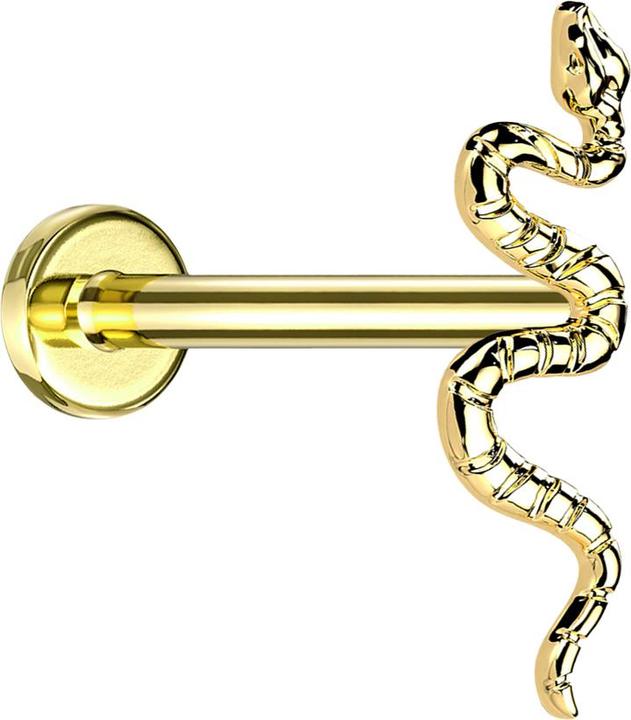Produktbild Star Piercing Micro Labret Innengewinde vergoldet Schlange vergoldet (ohne Messing, Titan G23)
