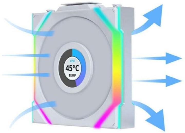 Produktbild Lian-Li UNI FAN SL Wireless LCD Lüfter, ARGB, PWM, 3er-Pack inkl. Controller - 120 mm, weiss (120 mm, 1 x)