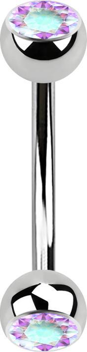 Produktbild Star Piercing Banane silber mit zwei Kugeln Kristall multicolor (Chirurgenstahl 316L)