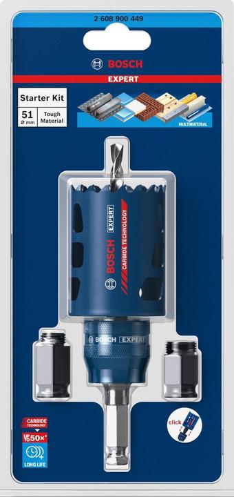 Produktbild Bosch Professional Zubehör EXPERT Tough Material Lochsäge-Starter-Set, 51 x 60 mm (51 mm)