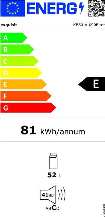 Energy Label Exquisit KB60-V-090E redPV (52 l)