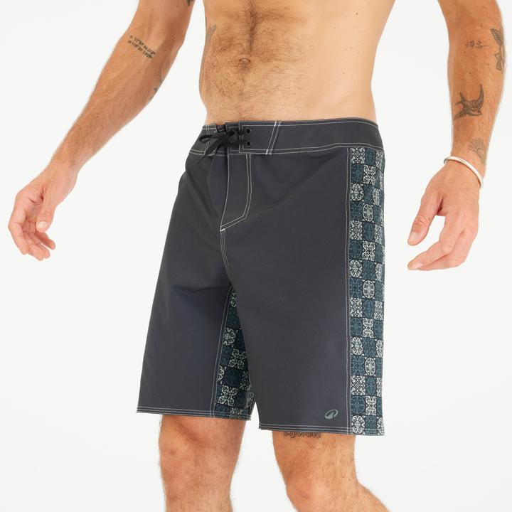 Olaian Boardshorts Herren lang 500 Arch Taow 19" schwarz