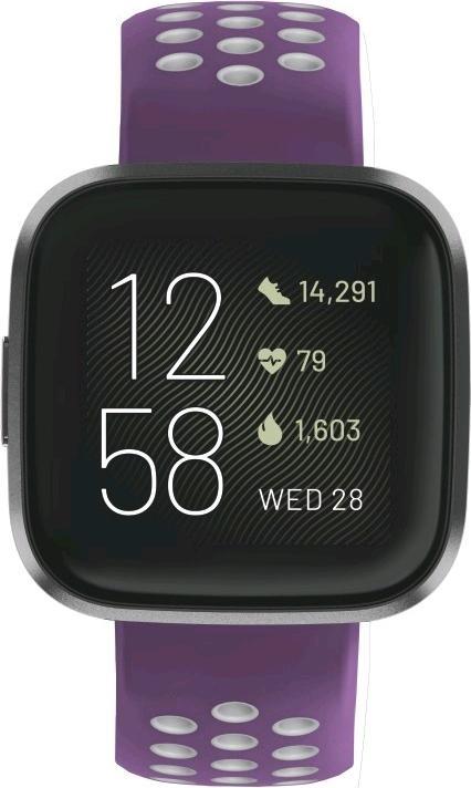 Immagine prodotto Hama Bracciale sportivo in silicone per Fitbit Versa2/Versa/Versa Lite, viola/grigio, univ. (Silicone, Acciaio inox)