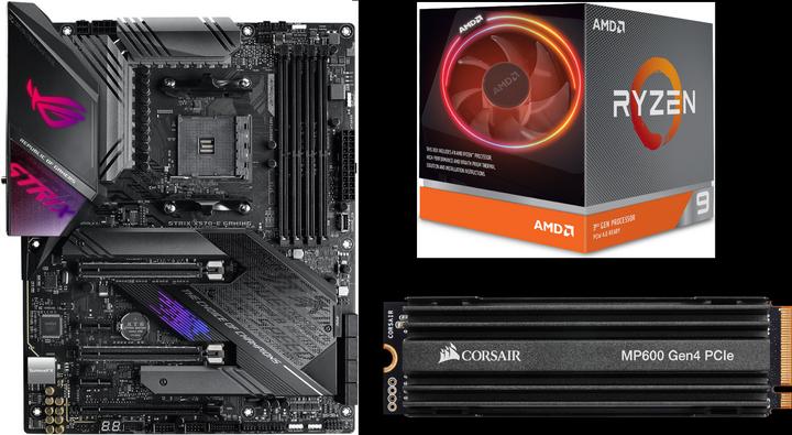 Produktbild ASUS ROG Strix X570-E + Ryzen 9 3900X + Corsair MP600