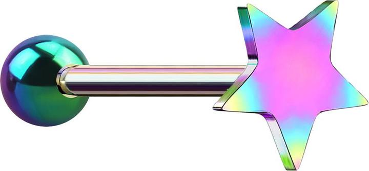 Star Piercing Micro Barbell farbig mit Kugel und Stern (ohne Messing, Chirurgenstahl 316L)