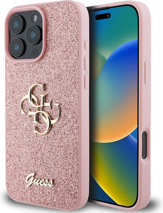 Actual product image Guess GUHCP16XHG4SGP iPhone 16 Pro Max 6,9" różówy/pink HC Fixed Glitter Big 4G (Apple iPhone 16 Pro Max)