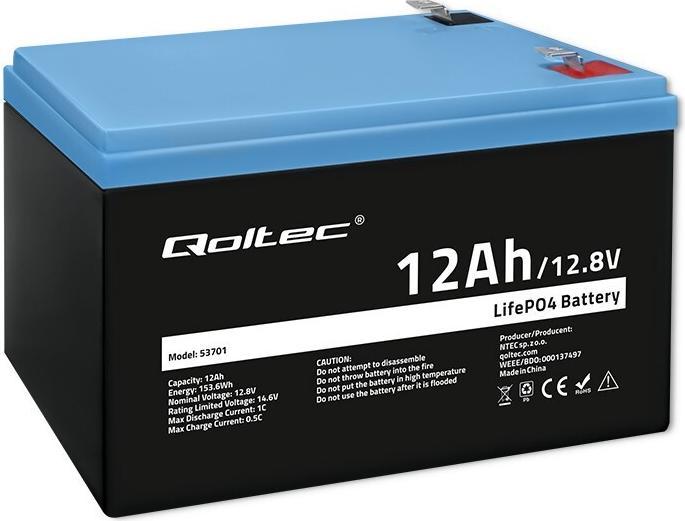 Produktbild Qoltec 53701 LiFePO4 battery / 12Ah (12.80 V, 12 Ah)