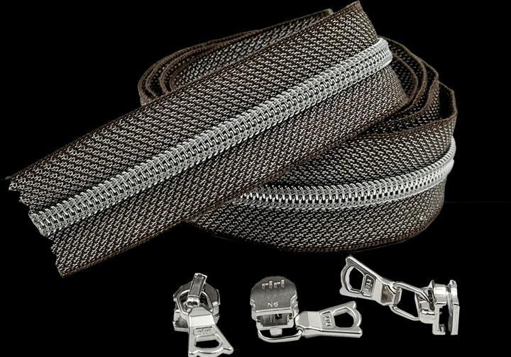 Light brown, lurex silver