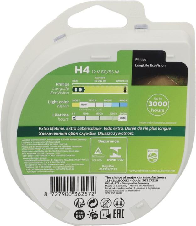 Actual product image Philips H4 LongLife Ecovision (H4)