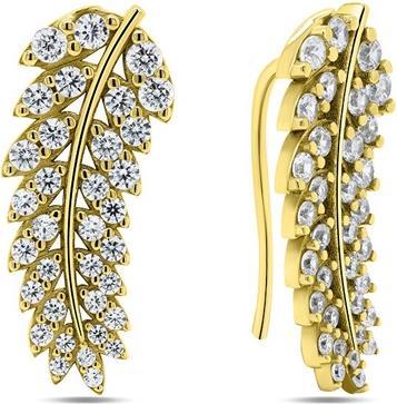 Brilio Silver - Klas EA287Y gold-plated silver design long earrings (Silber)