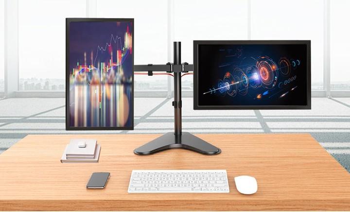 Produktbild Techly Aufstellung für 2 LCD-Displays - Schwarz - Bildschirmgrösse: 33-81.3 cm (13"-32") (32.01")
