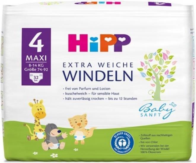 Immagine prodotto Hipp Babysanft extra morbido (Dimensione 4, Pacco trasportabile, 32 Pezzo/i)