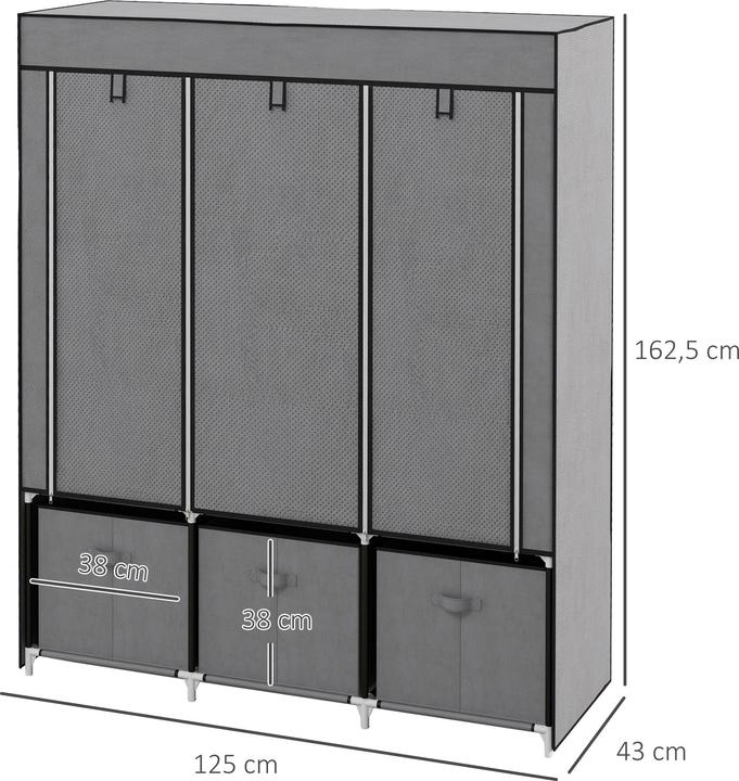 Produktbild Homcom Stoffschrank mit Tür (125 x 43 x 162.5 cm)