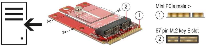 Image du produit Delock Mini carte PCI Express Mini PCIe - M.2 Key-E USB2.0