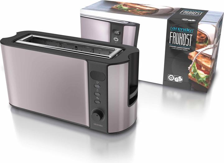 Image du produit Arendo Grille-pain en acier inoxydable 2 tranches à fente longue, écran avec indication du temps restant