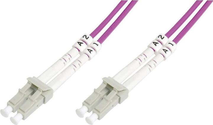 Produktbild Digitus LWL Patchkabel LC zu LC Multimode 50/125 µm Duplex Länge 1m Klasse OM4 LSOH RAL 4003 (CAT6, 1 m)