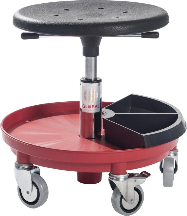 Actual product image Global Stole Assembly stool with tray, gas lift height adjustment 380 to 510 mm, red.