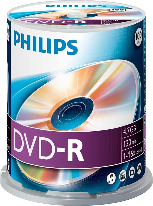 Produktbild Philips 1x100 DVD-R 4,7GB 16x SP (100 x)