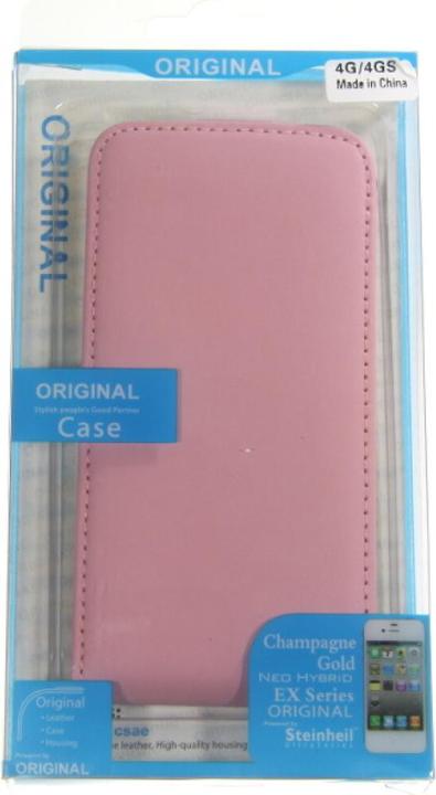 Produktbild OEM Slim Leder Flip Case Blister für iPhone 4/4s rosa (Apple iPhone 4, Apple iPhone 4s)