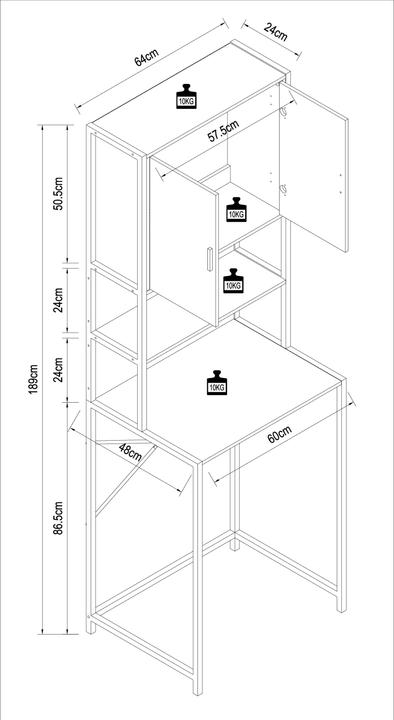 Image du produit VCM Waschmaschine Überbau Schrank Edino