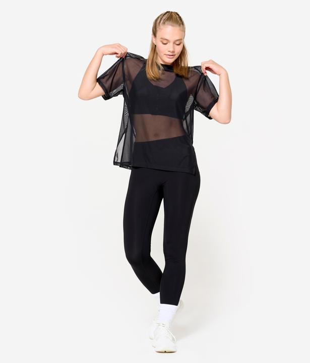 Actual product image Domyos T-Shirt Damen Netz locker - schwarz (M)