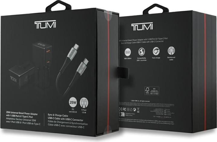 Image du produit Tumi Power Charger Travel Adapter 25W USB-C / USB-A + Cable USB-C/USB-C black