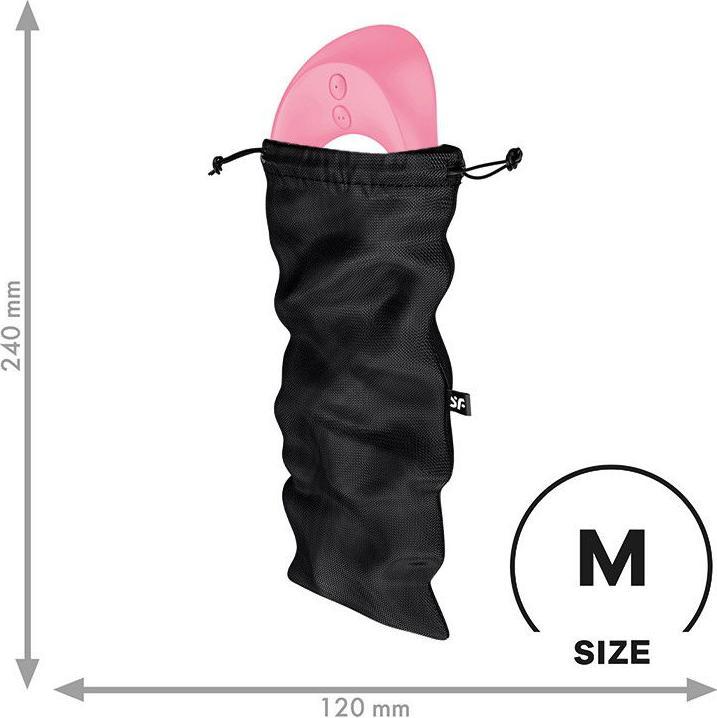 Actual product image Satisfyer Treasure Bags | Soft and Washable Material | Discreet Storage, Colour:Black, Size:M