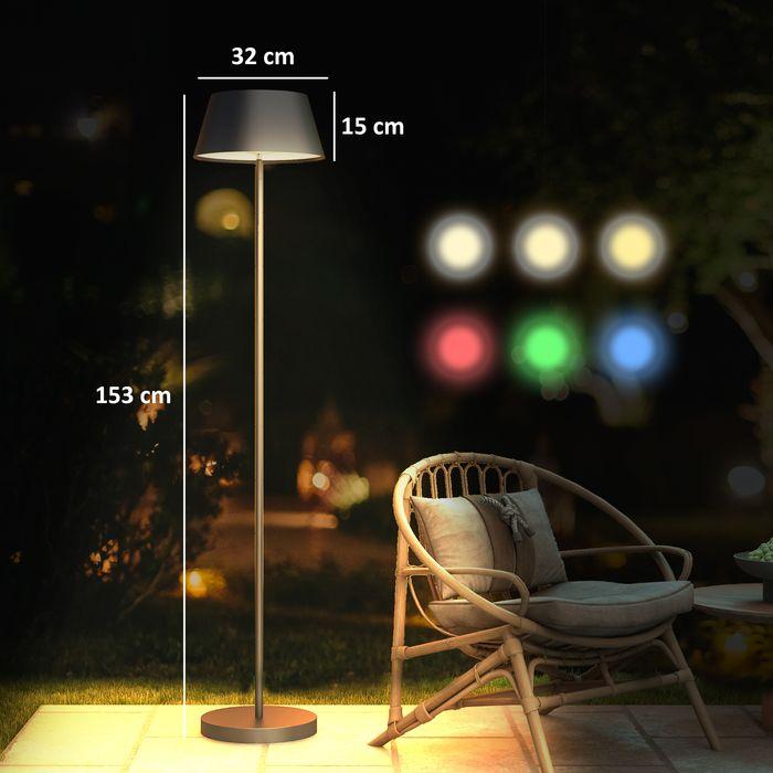 Image du produit Swisshandel24 Lampe solaire, lampadaire LED, 3 niveaux de luminosité, lumière blanche/colorée, cadre métallique (700 lm)