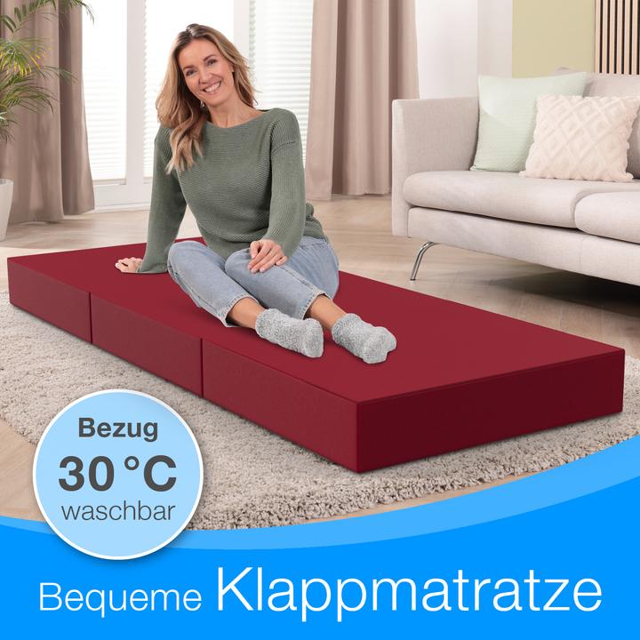 Produktbild Bestschlaf Klappmatratze, 3-teilige Faltmatratze, Reisebett, Gästematratze (75 x 195 cm, Schaumstoffkern)