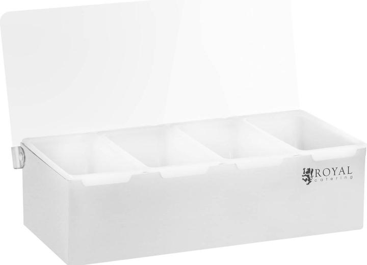 Produktbild Royal Catering Zutatenbehälter Gastro GN 1 4 4 Einsätze Zutatenbox Gastronomie Mixen Wechselbar (Barmass)