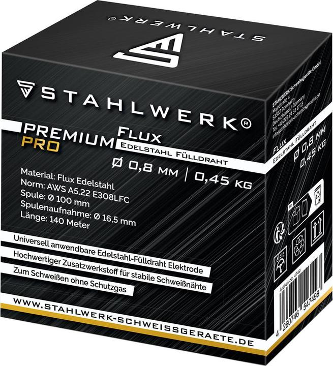 Produktbild Stahlwerk Fülldraht FLUX Edelstahl E308LFC 0,8 mm 0,45 kg Drahtrolle Drahtspule