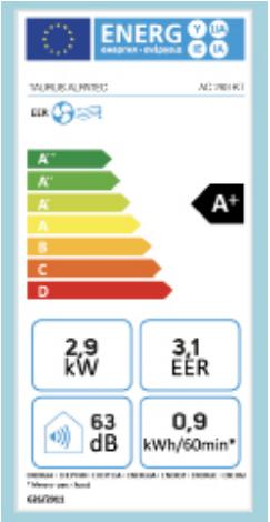 Label énergétique Taurus AC 293 KT (30 m², 10000 BTU/h)