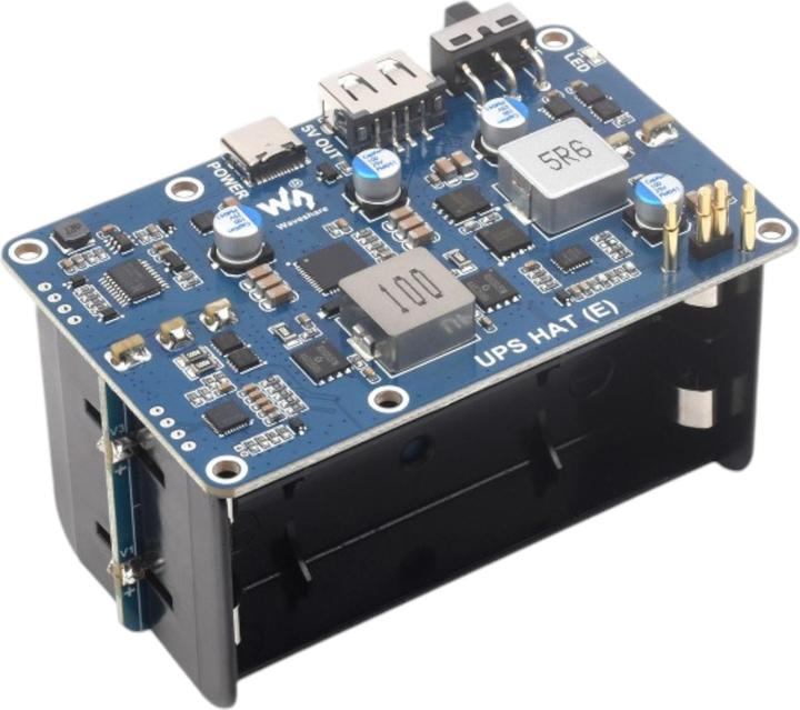 Actual product image WaveShare UPS HAT (E) 6A 4x21700 battery board for Raspberry Pi 5/ 4B/ 3B+
